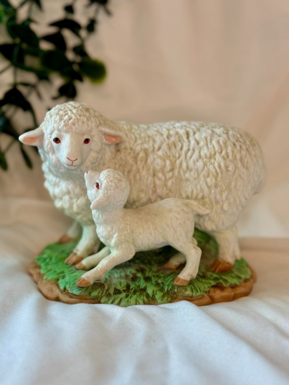 Vintage Homco Mama Sheep & Lamb Figurine #1483